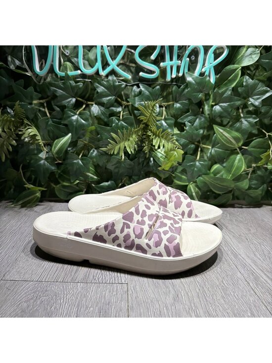 OOFOS Shoes - Oofos Ooah Rose Leopard Comfort Sport Recovery Pink Sandal Slide Sz 10